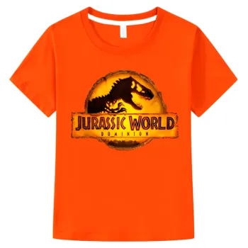 Летняя детская футболка из 100% хлопка с короткими рукавами, футболка Jurassic World Dominion для мальчиков и девочек, повседневная детская одежда