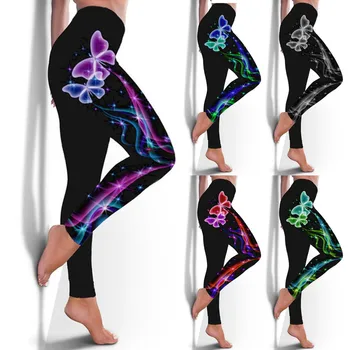 Leggings Sport Women Fitness Butterfly Print Yoga Pants Plus Size Casual High Waist Sport Pants Штаны Лосины Для Фитнеса #20