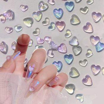 Украшение для ногтей с кристаллами в виде сердца, Прозрачные Блестящие украшения для ногтей с бриллиантами Aurora Love, Кавайный Маникюр 