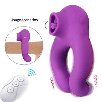 Беспроводной 7-режимный сосущий вибратор Bluetooth, кольцо для пениса, Клитор, Присоска, Кольцо для члена, Товары для взрослых, Массажер для мошонки, секс-игрушки для пары