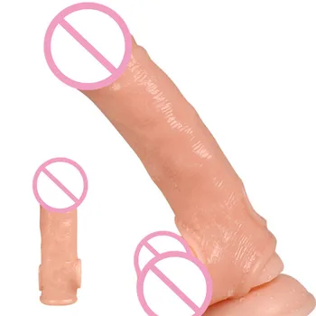 Удлинитель рукава для пениса, Многоразовые презервативы, Мягкая задержка эякуляции, удлинитель члена, рукав для члена, секс-игрушки для взрослых для мужчин