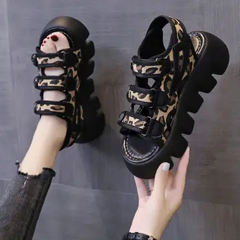 Женские сандалии 2022 летние новые модные дышащие римские сандалии с толстой подошвой из сетки Eugene yarn magic paste Hook & Loop