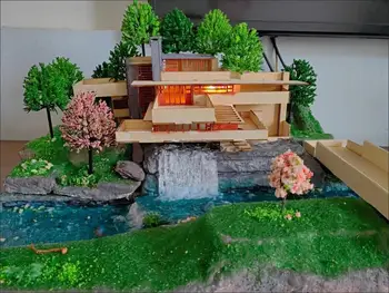 Модель виллы Fallingwater в масштабе 1/200, архитектурная модель, модель сцены 