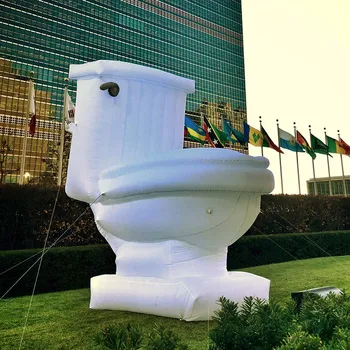 Портативная Гигантская Рекламная Надувная Модель Туалета С Воздуходувкой, Белый Надувной Туалет Для Мероприятия Всемирного Дня Туалета
