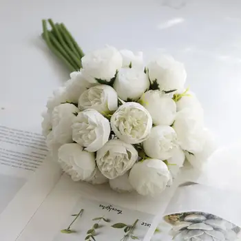 1 букет экологически чистых искусственных цветов, реалистично выглядящих 27 головок Камелии, Искусственный цветок, Свадебное украшение, Домашний декор