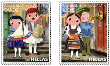 2 ШТ, Греческая почтовая марка, 2021, рождественская марка, настоящий оригинал, высокое качество, коллекция марок, MNH