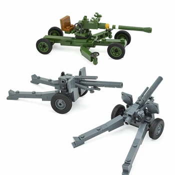Пушка времен Второй мировой войны, строительные блоки, военное оружие, фигурка немецких советских солдат, Противотанковая пушка, модель зенитной ракеты, армейские игрушки
