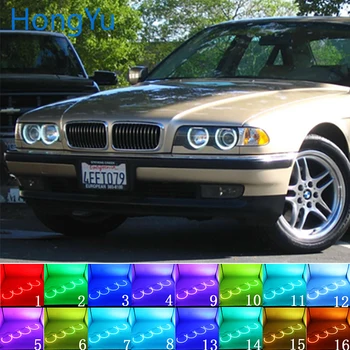 для BMW 7 Серии E38 1994-2001 131mmx4 Аксессуары Фара Многоцветная RGB LED Angel Eyes Halo Ring Eye DRL RF Пульт Дистанционного Управления