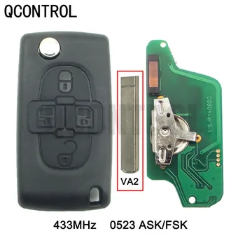 QCONTROL Автомобильный дистанционный ключ 433 МГц Подходит для Citroen C8 auto key (CE0523 ASK/FSK) 4 Кнопки VA2 Blade