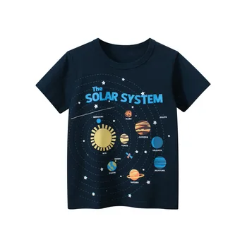 Хлопковая футболка для мальчиков от 1 до 9 лет, летняя футболка для малышей, хлопковая одежда с коротким рукавом, детская футболка, повседневная однотонная детская футболка
