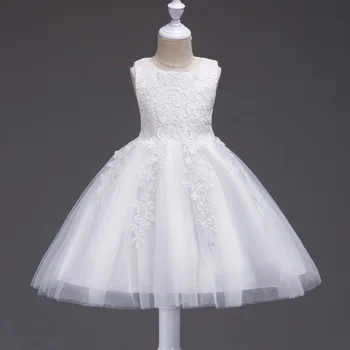 2023 Платье с цветочным узором для девочек 2-8 лет, кружевное вышитое платье принцессы без рукавов, платья с кружевной аппликацией и цветочным рисунком для девочек