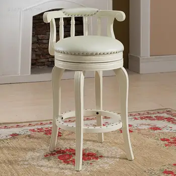 Европейский барный стул из массива белого дерева цвета слоновой кости, Вращающийся Барный стул, Домашний Барный стул, Барный стул, вращающийся стул