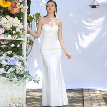 Элегантное простое свадебное платье Aviana на тонких бретельках для невесты 2023, свадебное платье без рукавов с воротником-сердечком, атласное свадебное платье Robe De Mariée