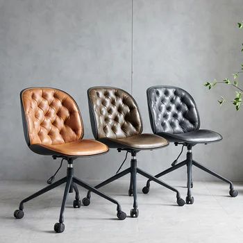 Офисные кресла Nordic из эргономичной кожи для офисной простоты, легкого роскошного дома, удобного сидячего рабочего места, вращающегося офисного кресла