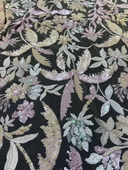 Новейшее, популярное, самое последнее, сетчатое кружево с пайетками, высококачественная французская сетчатая ткань, вечернее платье для женщин