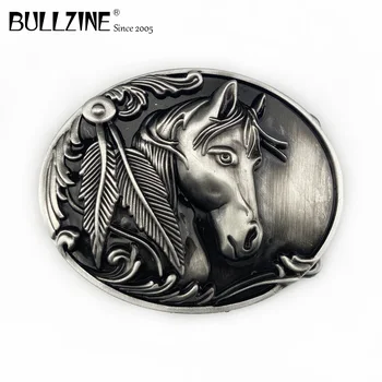 Bullzine ретро цинковый сплав, западная пряжка для ремня с головой лошади FP-02209-2 для ремня шириной 4 см, прямая доставка