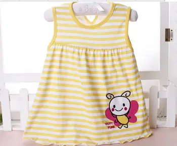 Милое детское платье Vestido для маленьких девочек, Хлопковые обычные платья трапециевидной формы без рукавов, повседневная одежда Minin Princess 0-24 месяцев
