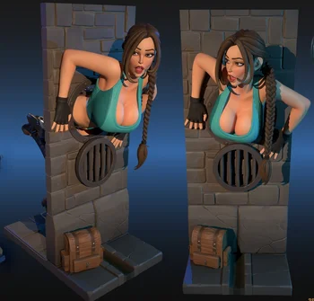 Мультяшный игровой персонаж в масштабе 1/24, набор моделей из смолы, высота 64 мм, застрявшая девочка, в разобранном виде и неокрашенная Игрушечная диорама 