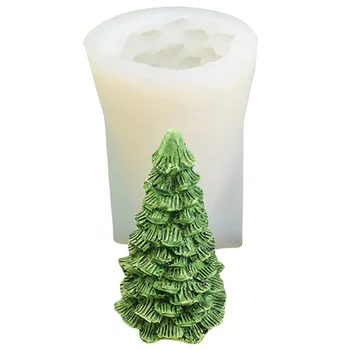 Рождественские силиконовые формы 3D Форма для Рождественской елки Форма для литья смолы Принадлежности для изготовления свечей Силиконовая форма из сосны для свечи