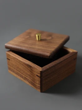 Коробка из черного орехового дерева настольная коробка для хранения ватных тампонов с крышкой журнал ключ от офиса шкатулки для ювелирных изделий из цельного дерева коробка для мусора