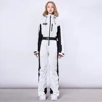 Зимний новый цельный лыжный костюм, женский комбинезон, теплый спортивный костюм для сноуборда на открытом воздухе, лыжные комбинезоны, Ветрозащитные водонепроницаемые облегающие комбинезоны