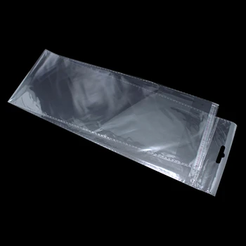 Прозрачный длинный пластиковый пакет OPP 12 * 65 см, прозрачная самоклеящаяся упаковка, полиэтиленовые пакеты для волос, парик, сумка для хранения продуктов, 100 шт. /лот