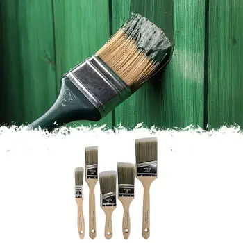5 шт./компл. Высококачественные кисти с косой горловиной с деревянной ручкой для рисования на стене Разного размера, акриловые, масляные художественные принадлежности, Инструменты для рисования