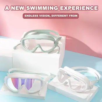 Плавательные очки, 1 шт./компл., очки для плавания с красочным гальваническим покрытием, очки для плавания в большой оправе, Противотуманные очки для плавания высокой четкости