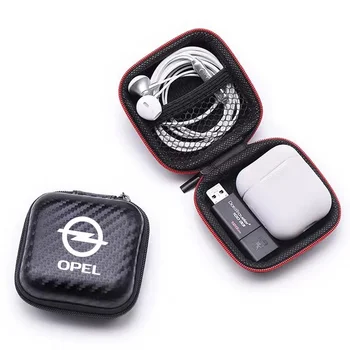 Для Opel Vivaro Corsa Meriva Сумка для хранения наушников из углеродного волокна, защитный USB-кабель, органайзер, Портативная коробка для наушников