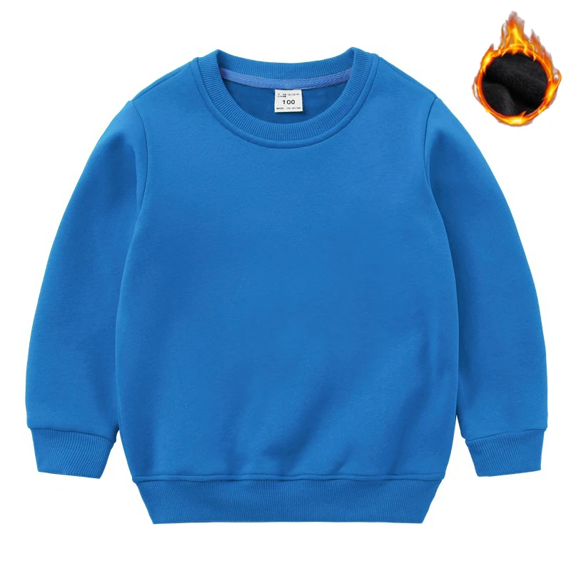 Корейская хлопковая осенне-зимняя однотонная футболка для мальчиков, плюшевые футболки для детей, топы с длинными рукавами для девочек, одежда для малышей, спортивные рубашки