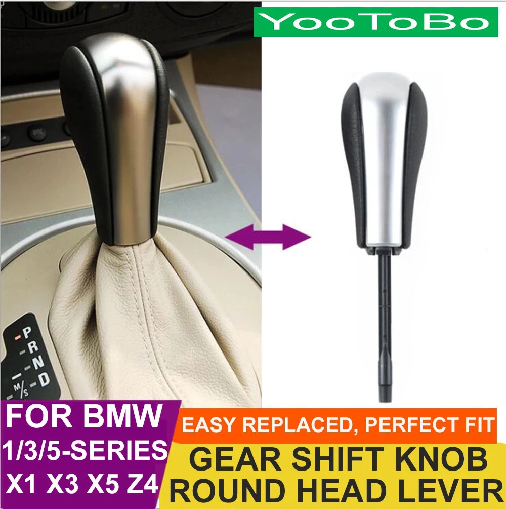 Серебристая ручка переключения передач из углеродного волокна с круглой головкой для BMW 1 3 5 7- Серии E46 E39 E38 E83 E36 E60 E53 X3 X5 X6 E81 E90 E85