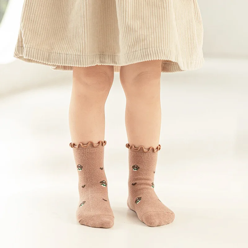 Детские Школьные Носки, хлопковые длинные носки для девочек, Милый цветочный узор для детей, аксессуары для одежды для маленьких девочек от 0 до 6 лет
