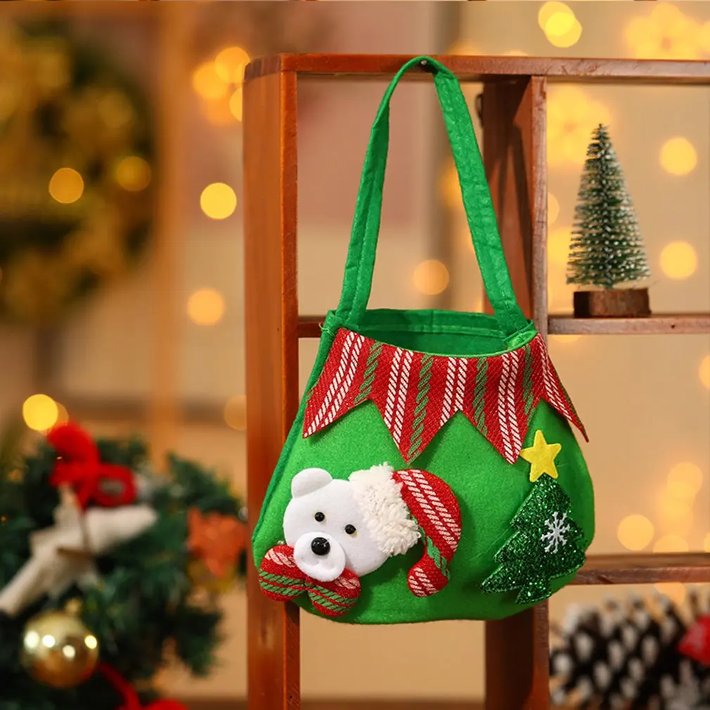 Сумка для упаковки рождественских подарков из матовой ткани, детская сумка для конфет, Рождественское украшение, подарочная сумка на двойном шнурке.