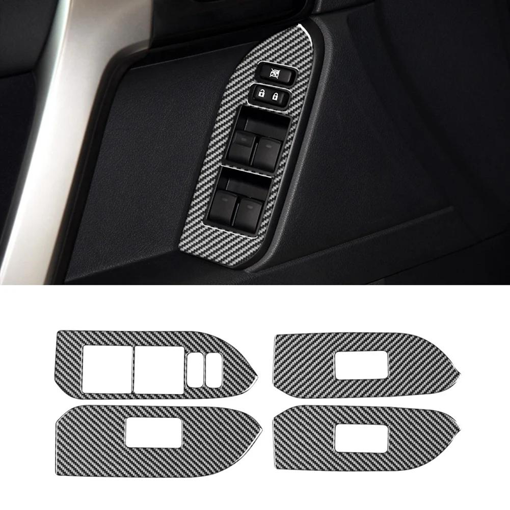 Кнопки переключения дверного стеклоподъемника из углеродного волокна, отделка рамки, наклейки на крышку для Toyota Land Cruiser Prado 2010-2018
