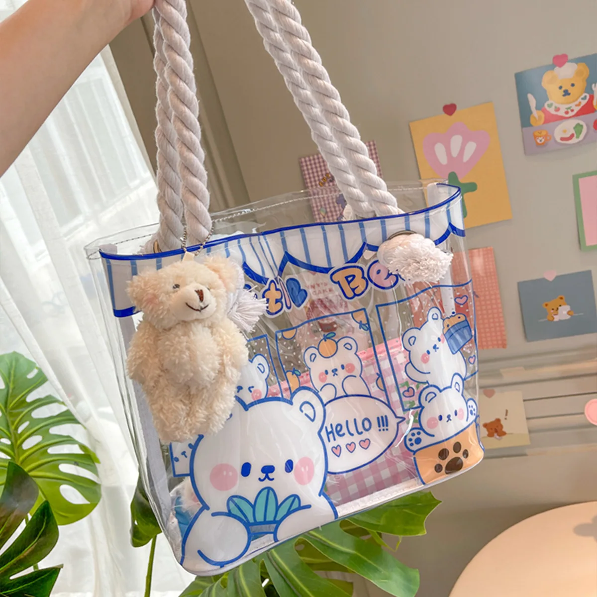 Креативная Пляжная сумка Ins PCV, Прозрачная сумка для хранения, Милая сумка с сердечком для маленькой девочки, водонепроницаемая сумка через плечо