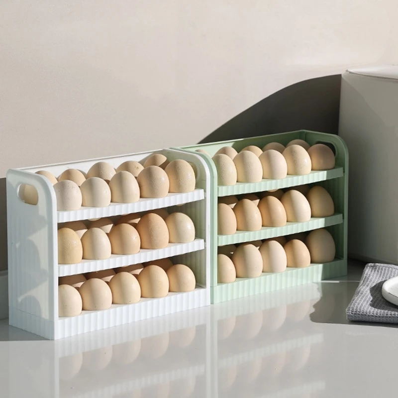 Полка-органайзер для яиц в 3 слоя, Холодильник, Коробка для хранения свежих яиц, Кухонный Пластиковый контейнер для яиц, Стеллаж для выставки товаров вмещает 30 штук оптом